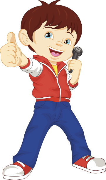 小男孩歌手竖起大拇指图片下载