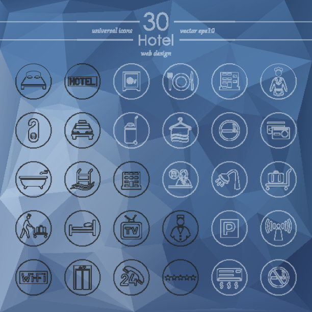 酒店图标套装图片下载