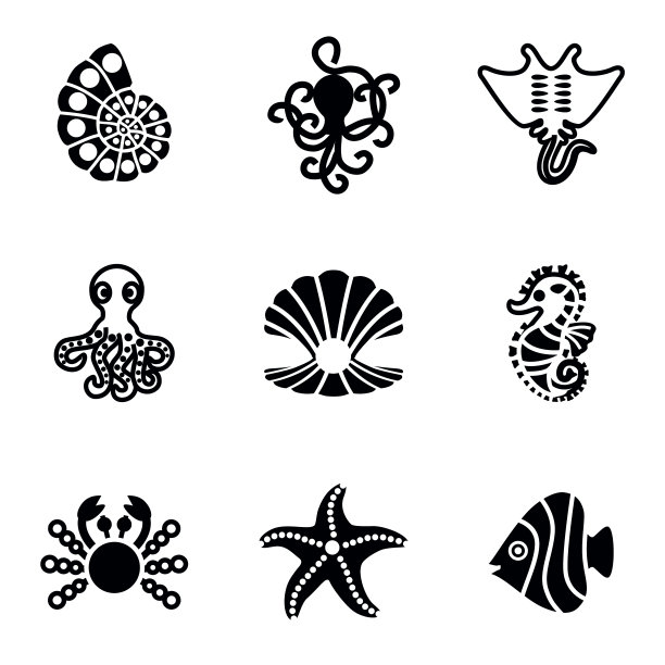 海洋生物图标矢量素材图片下载