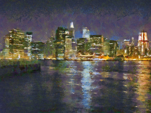 美国纽约曼哈顿的夜景图片下载