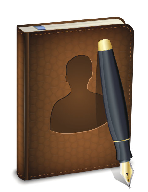 地址簿图标与墨水笔。向量图片下载