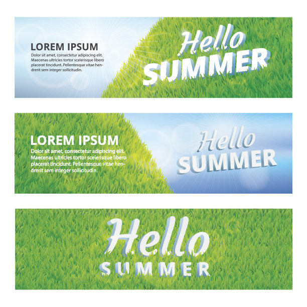 绿草你好夏横幅图片下载