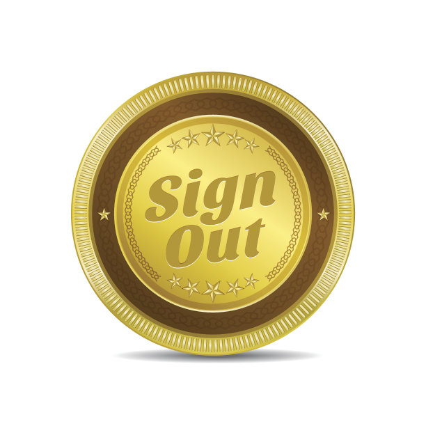 Sign Out金色矢量图标按钮图片下载