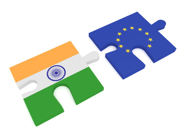 印度、欧盟:印度国旗和欧盟国旗的拼图图片下载