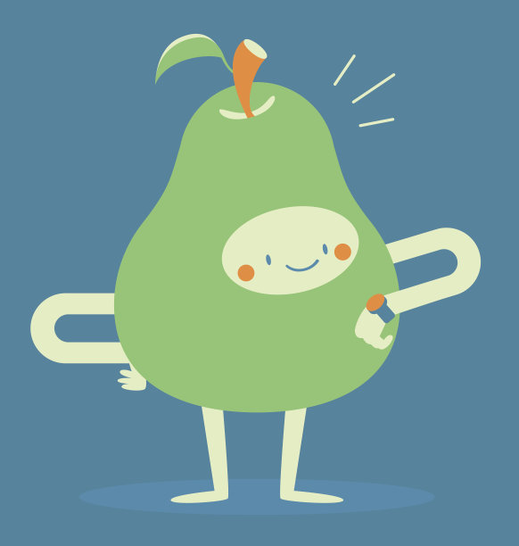 看手表的梨字符图片下载