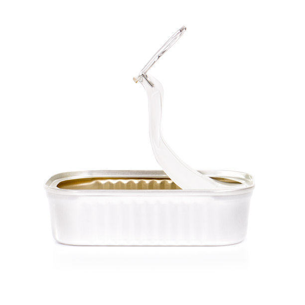 打开的锡罐孤立在白色背景图片下载