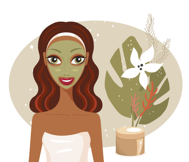 美丽快乐的女人与面膜Spa护肤概念图片下载