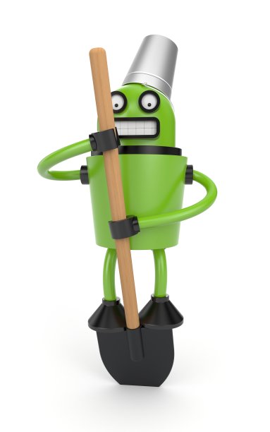 带铲斗和铲子的机器人图片下载