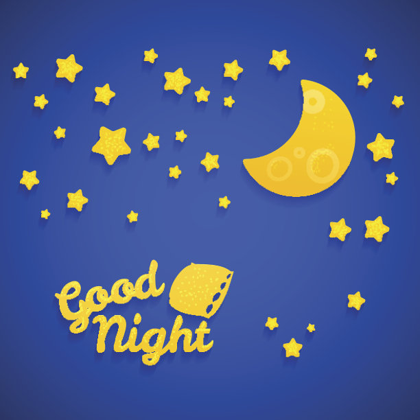 晚安睡觉时间儿童插图。星星,月亮,枕头图片下载