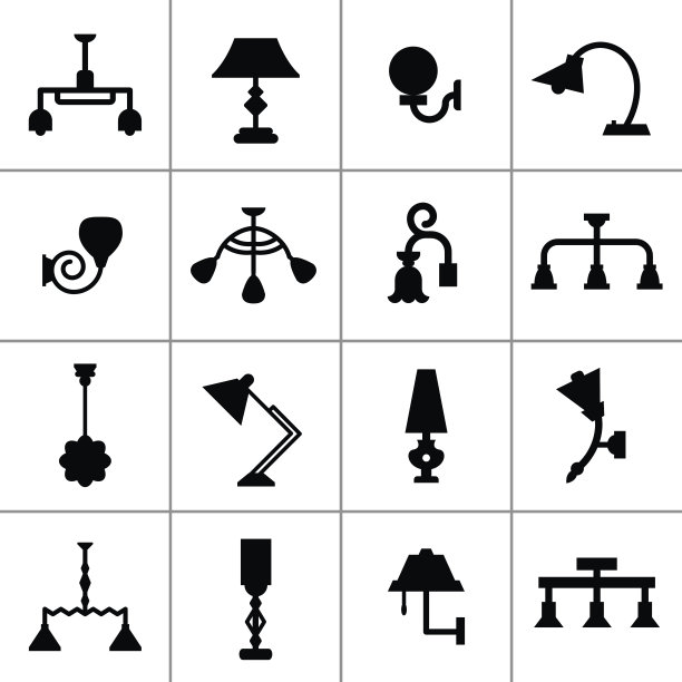 灯的图标集。图片下载