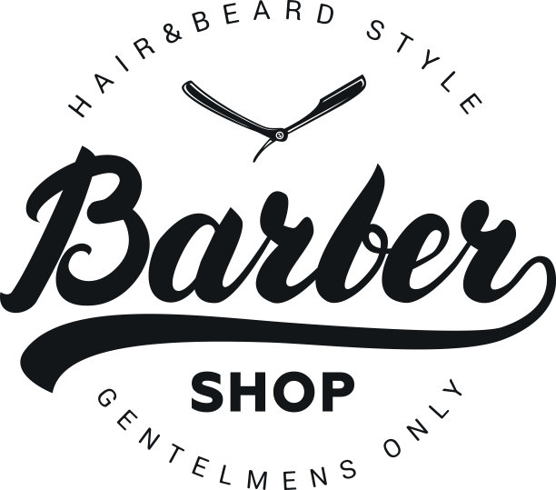 理发店的标识、徽章、标签手写字体。图片下载