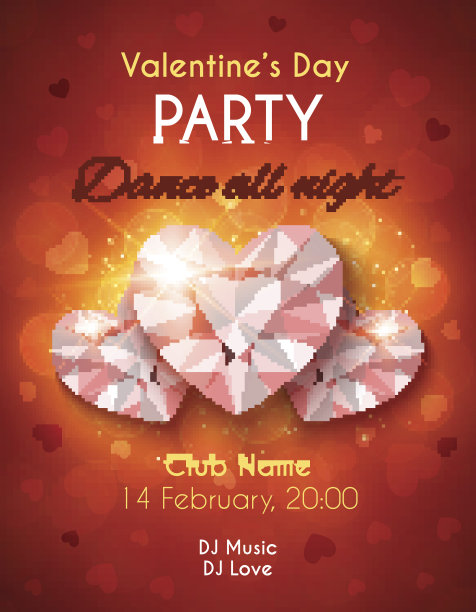 情人节派对传单图片下载