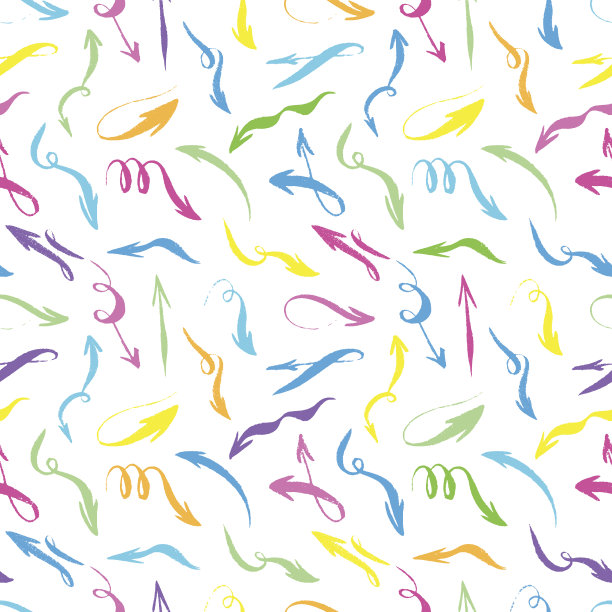 无缝手绘氖气标记箭头图案。图片下载