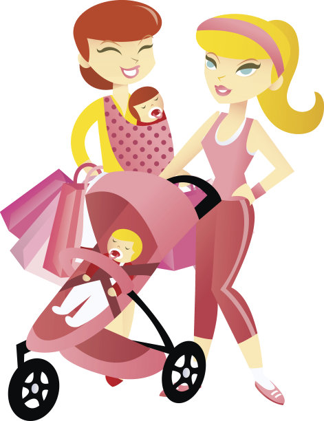 卡通运动和购物妈妈图片下载