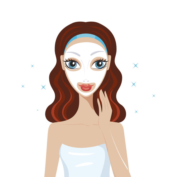 美丽快乐的女人与面膜Spa护肤概念图片下载