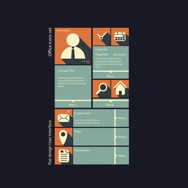 现代平面设计中的图形用户界面矢量插图图片下载