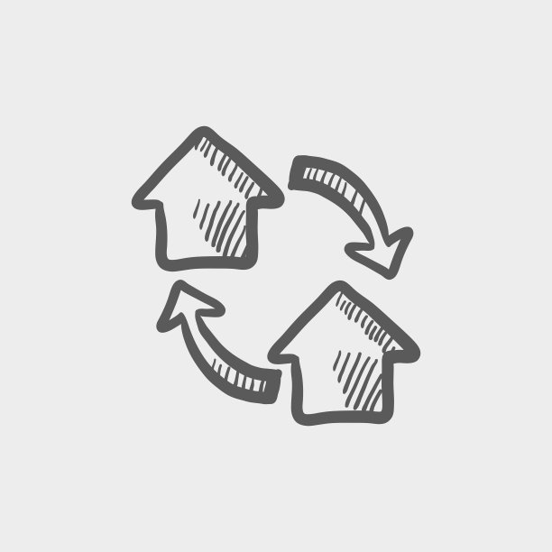 两座小房子素描图标图片下载