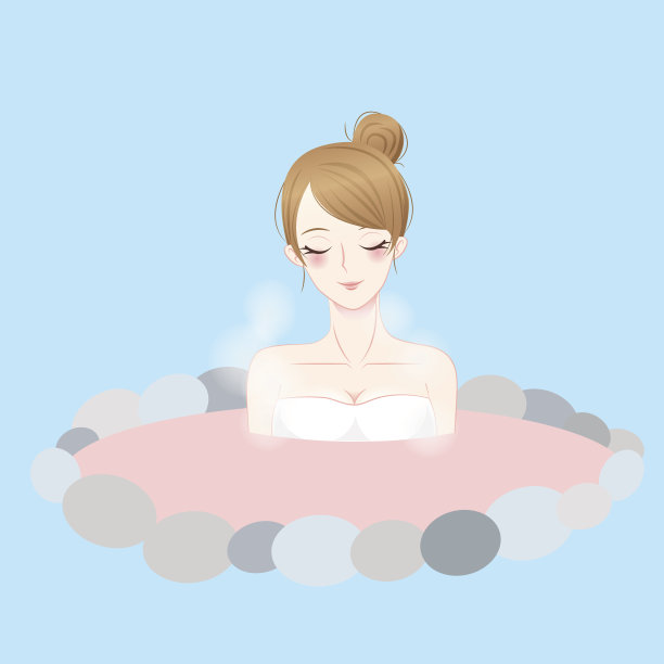 美女享受温泉图片下载