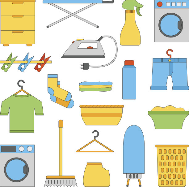 矢量平面洗衣房物体图片下载