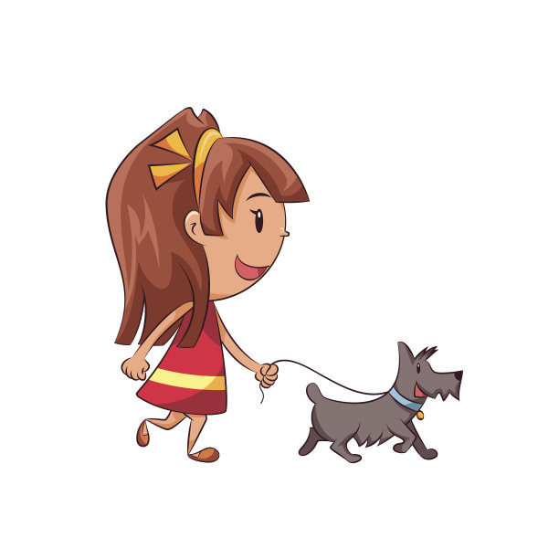 女孩走的狗图片下载