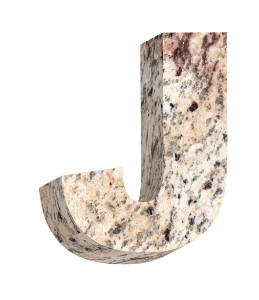 一个来自花岗岩字母表的字母被孤立在白色之上。图片下载