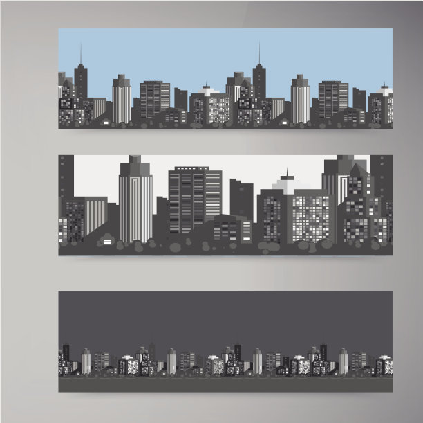 向量旗现代城市图片下载