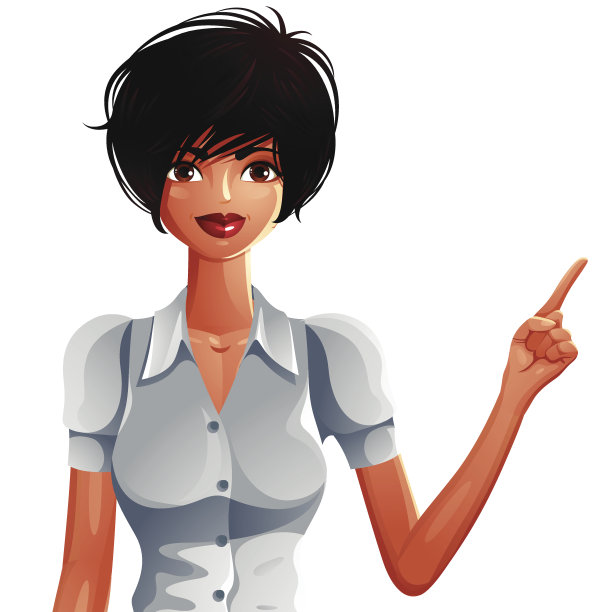 美丽的古铜色女商人指着一些空白的拷贝空间图片下载