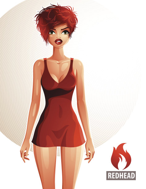 年轻漂亮的白人女人的插图。全身肖像图片下载