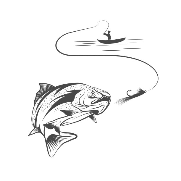 在船上和鳟鱼的渔夫图片下载