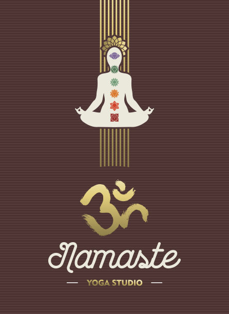 瑜伽工作室模板与脉轮元素图片下载