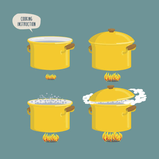 集烹饪盘子。沸水用于各种菜肴。图片下载