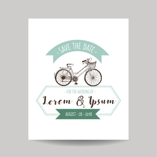 婚礼邀请卡-保存日期-自行车主题图片下载