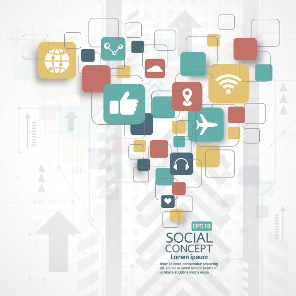 抽象的社会背景平面图标图片下载