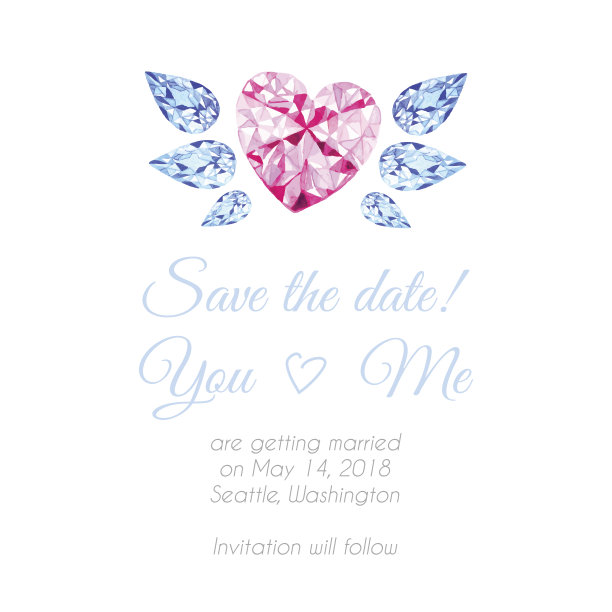 钻石心翼水彩矢量设计背景图片下载