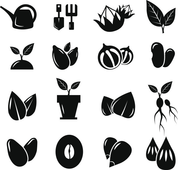 种子和园艺矢量图标图片下载