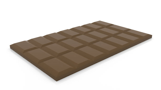 白色背景上隔离的一块牛奶巧克力，3D渲染图片下载