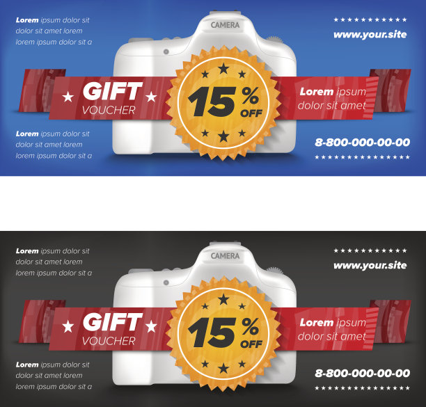 带数码相机的礼券图片下载
