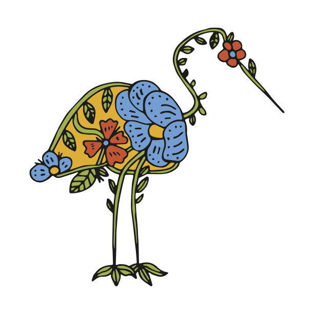 有花卉图案的装饰性鸟图片下载