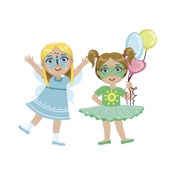 两个画着脸的女孩图片下载