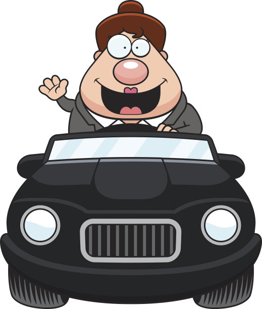 卡通老板开车挥手图片下载