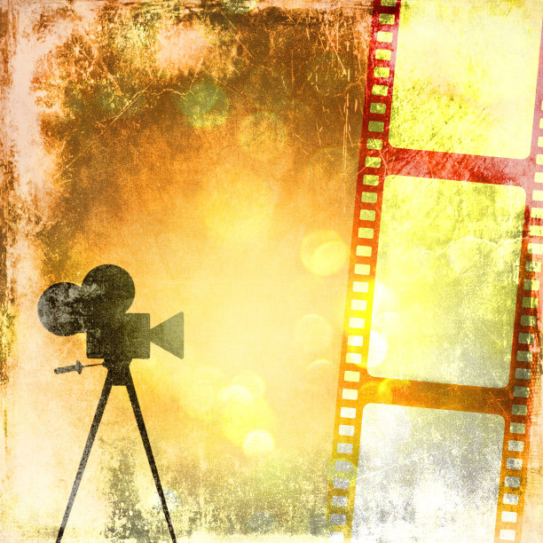 老式胶片带背景和老式摄影机图片下载