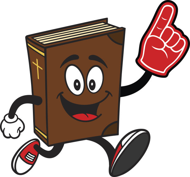 圣经学校吉祥物用泡沫手指跑步图片下载