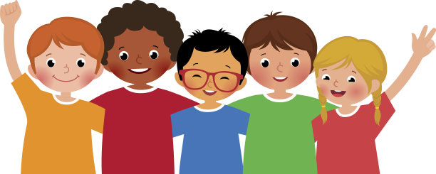 国际儿童和朋友们互相拥抱图片下载