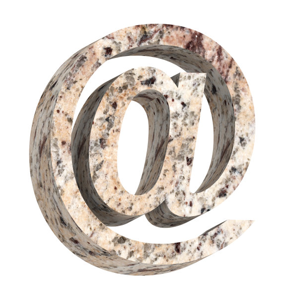 电子邮件标志从花岗岩字母表集孤立在白色。图片下载