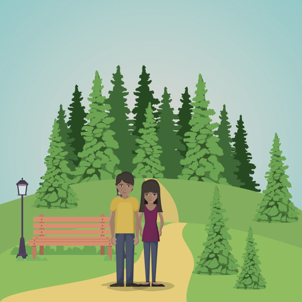 情侣卡通公园设计图片下载