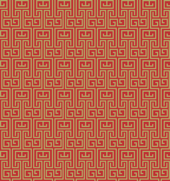 金色无缝复古中式窗饰图案背景。图片下载