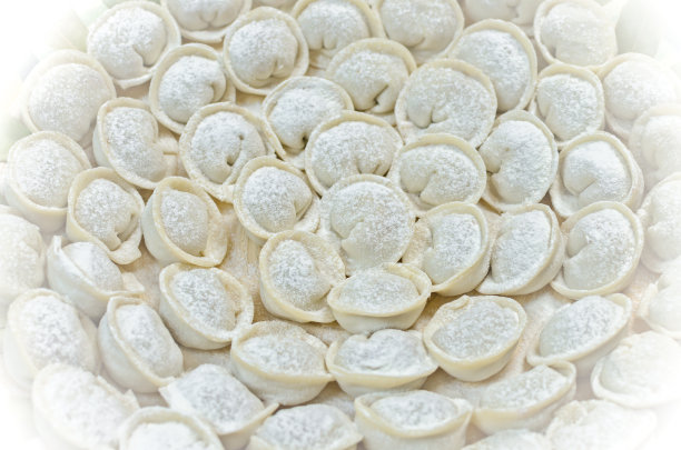 肉馅饺子，俄罗斯水饺。近距离图片下载