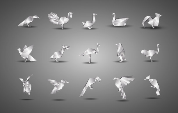 金属折纸鸟集图片下载