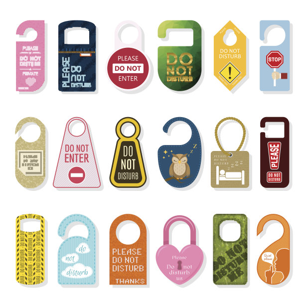 请不要打扰酒店标志孤立在白色背景矢量图片下载