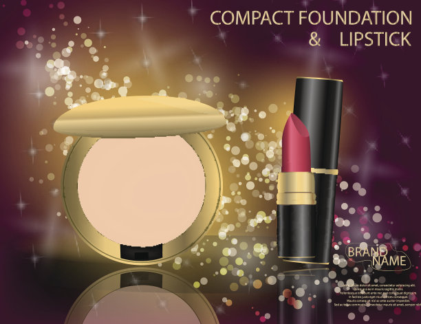 迷人的粉底和口红上闪闪发光的效果背景。图片下载